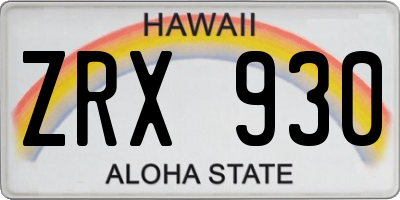 HI license plate ZRX930