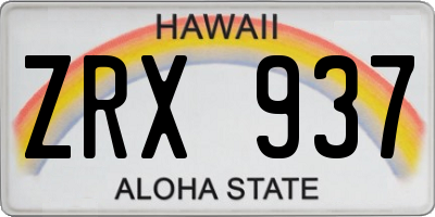 HI license plate ZRX937