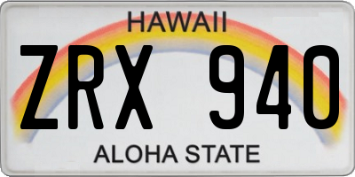 HI license plate ZRX940