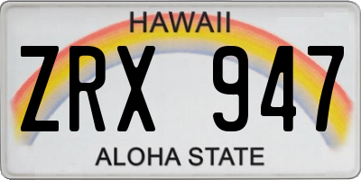 HI license plate ZRX947