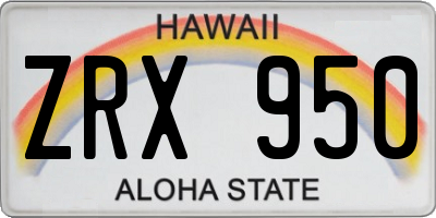 HI license plate ZRX950