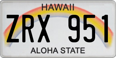 HI license plate ZRX951