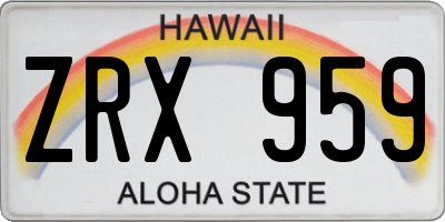 HI license plate ZRX959