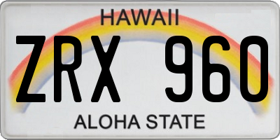 HI license plate ZRX960