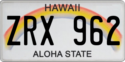 HI license plate ZRX962