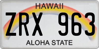 HI license plate ZRX963