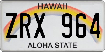 HI license plate ZRX964