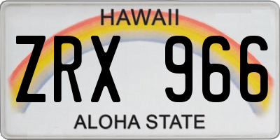 HI license plate ZRX966