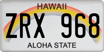 HI license plate ZRX968