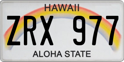 HI license plate ZRX977