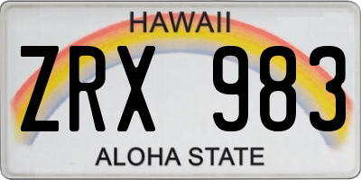 HI license plate ZRX983