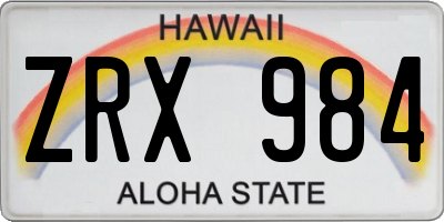 HI license plate ZRX984