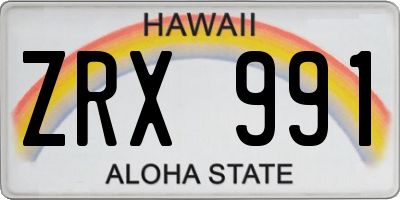 HI license plate ZRX991