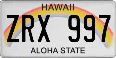 HI license plate ZRX997