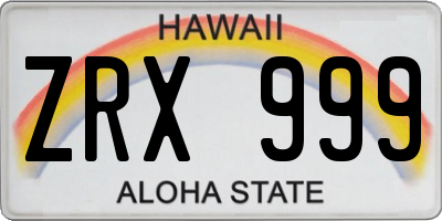 HI license plate ZRX999