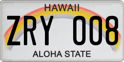 HI license plate ZRY008