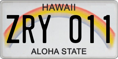 HI license plate ZRY011