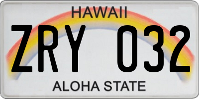 HI license plate ZRY032