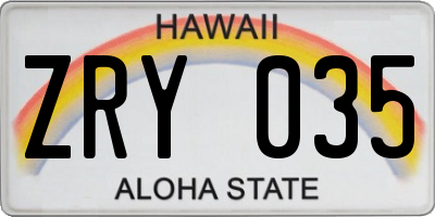 HI license plate ZRY035