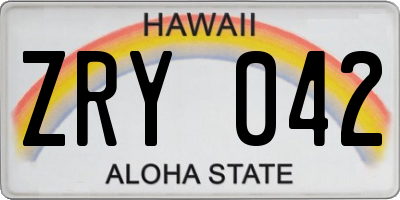 HI license plate ZRY042