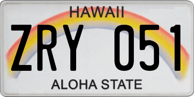 HI license plate ZRY051
