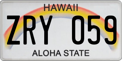 HI license plate ZRY059