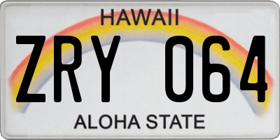 HI license plate ZRY064