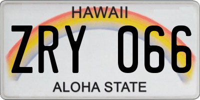 HI license plate ZRY066