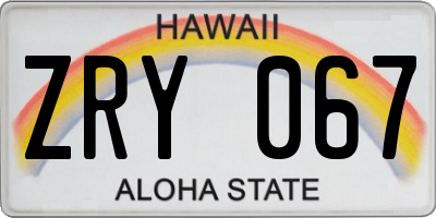 HI license plate ZRY067