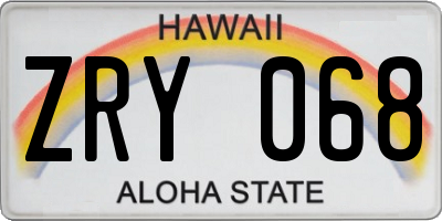 HI license plate ZRY068