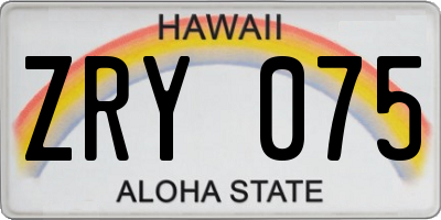 HI license plate ZRY075