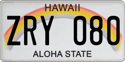 HI license plate ZRY080