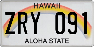HI license plate ZRY091