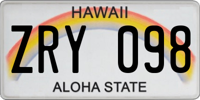 HI license plate ZRY098