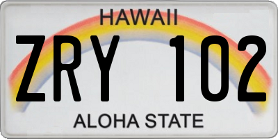 HI license plate ZRY102