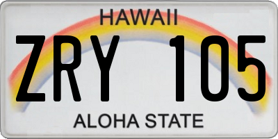 HI license plate ZRY105
