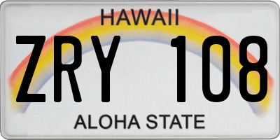 HI license plate ZRY108