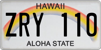 HI license plate ZRY110
