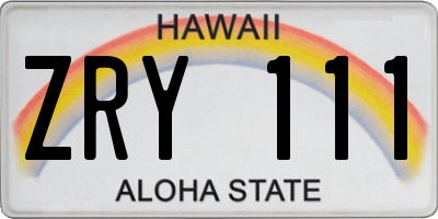 HI license plate ZRY111