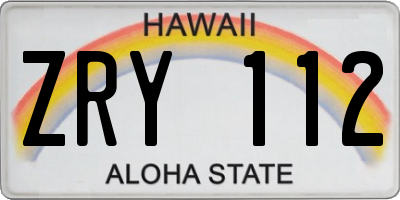 HI license plate ZRY112