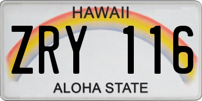 HI license plate ZRY116