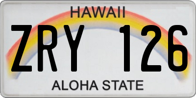 HI license plate ZRY126