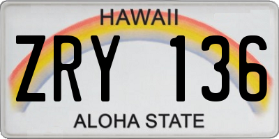 HI license plate ZRY136