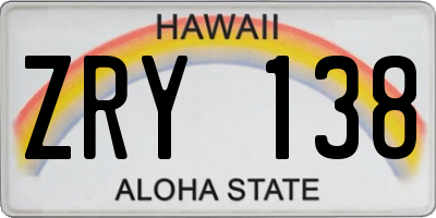 HI license plate ZRY138