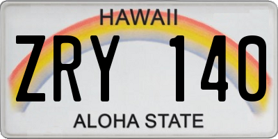 HI license plate ZRY140