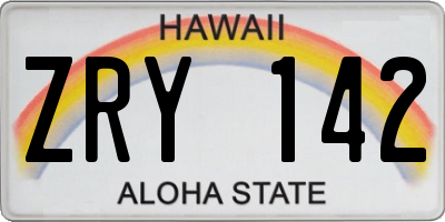 HI license plate ZRY142