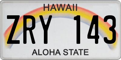 HI license plate ZRY143