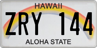 HI license plate ZRY144