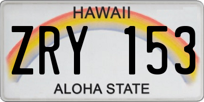 HI license plate ZRY153