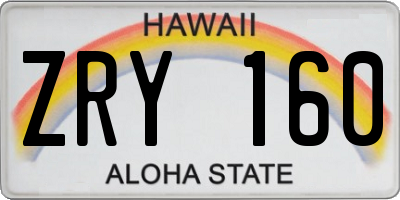 HI license plate ZRY160